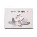 Cute Baby Elephant Grey Photo Album with Silver Stars and Palm Leaves