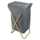 JVL Bambanio Foldable Bamboo Laundry Storage Hamper, 100L - Grey