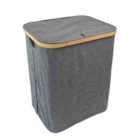 JVL Bambanio Foldable Bamboo Laundry Storage Hamper, 66L - Grey