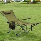 Garden Sanctuary Foldable Reclining Camping Chair with Footrest - Olive Green