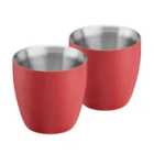Cooks Professional Set of 2 Insulated Stainless Steel Espresso Coffee Cups?Red