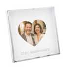 25th Anniversary Heart Frame for 4x4 Picture in Nickel Plated with Silver Foil