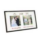 40th Anniversary and Wedding Day Picture Frame in Silver and Black with Icons