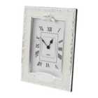 60th Anniversary Clock in White Epoxy with Silver Plated Metal Roses