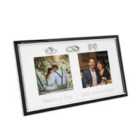 25th Anniversary and Wedding Day Picture Frame in Silver and Black with Icons