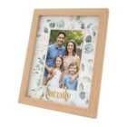 Modern Oak MDF Gold Family Picture Frame with Green Floral Decoration