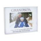 Contemporary Silver Plated Metal Grandson 4x6 Picture Frame for Wall or Table