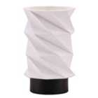 Modern Unique Matte Black Table Lamp with Foldable White Geometric Shade