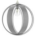 Modern Grey Faux Silk Fabric Cocoon Globe Design Ceiling Pendant Light Shade