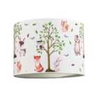Cute Woodland Animals Round Lamp Shade in Cotton Fabric - Foxes Owls Rabbits