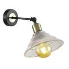 Modern Industrial Switched Wall Light Fitting in Matte Black and Clear Glass