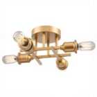 Industrial Vintage Satin Gold Ceiling Light Fitting with Traditional Lampholders