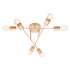 Industrial Designer Styled Satin Gold Ceiling Light with Straight Metal Arms