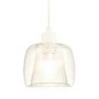 Modern Double Clear Glass Rounded Pendant Light Shade with Inner Ribbed Detail