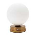 Modern Gold Rechargeable Touch Dimmable Table Lamp with White Glass Globe Shade
