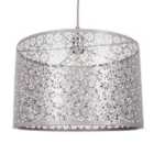Marrakech Designed Large Grey Metal Pendant Light Shade with Floral Decoration