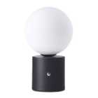 Matt Black Rechargeable Touch Dimmable Table Lamp with Opal Glass Globe Shade