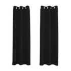 Black Eyelet Total Blackout Thermal Curtains - 66 x 72 Inch Drop - 2 Panel