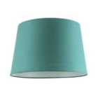 Vivid Teal Cotton Fabric 12inch Drum Lampshade with White Cotton Inner