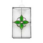 Traditional Clear Glass Tiffany Style Pendant Light Shade with Green Panels