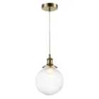 Traditional Vintage Lantern Pendant Light in Antique Brass with Glass Shade