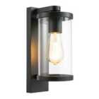 Contemporary Chic Matte Black Garden Wall Light with Clear Polycarbonate Shade