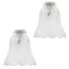 Pair of Frosted and Clear Glass Shades with Floral Design for E14 and E27