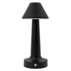 Short Matte Black Modern Rechargeable LED Touch Dimmable Table Lamp