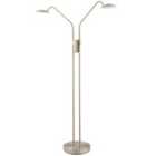 Double Arm Nickel Floor Lamp with Dimmer and Colour Control Warm-Cool White