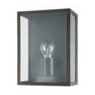 Modern Exterior Flush Wall Light Lantern in Matte Black with Clear Glass Panels