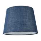 Modern Denim Effect Navy Midnight Blue Linen Fabric Drum Lamp Shade