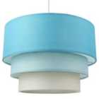 Contemporary Round Triple Tier Teal/Blue Cotton Fabric Pendant Light Shade
