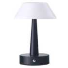 Matt Black Rechargeable Touch Dimmable Table Lamp with Opal White Domed Shade