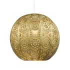 30cm Spherical Moroccan Pendant Lamp Shade in Satin Gold Metal - Vintage Design
