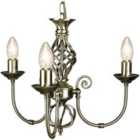 Antique Brass Plated 3 Arm Pendant Ceiling Light with Twist Knot Design