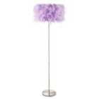 Modern and Chic Soft Lilac Feather Floor Lamp with Satin Nickel Plated Base