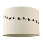 Flying Swans Lamp Shade in Light Cream Linen Fabric with Cotton Inner