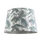 Modern Green Palm Trees Linen Fabric Drum Lamp Shade with Cotton Inner