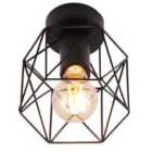 Vintage Industrial Matte Black Ceiling Lighting Fitting with Wire Cage Design