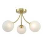 Modern Designer Satin Gold Ceiling Light with Alabaster Globe Glass Shades