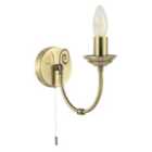 Traditional Classic Antique Brass Wall Light with Spiral Finial and Looping Arm