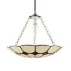 Classic Amber Stained Glass Tiffany Pendant Lighting Shade with Red Diamonds