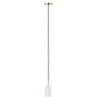 White Marble Pendant Lamp Fitting in Scandinavian Design with Black Fabric Cable