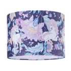 Feminine Purple & Pink Cotton 10" Shade with Elegant Unicorns and Green Flowers