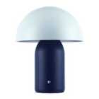 Modern Rechargeable Mushroom Table Lamp in Midnight and Nova Blue - Touch Dimmer