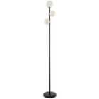 Modern Touch Dimmer CCT Black Floor Lamp with Opal White Glass Globe Shades