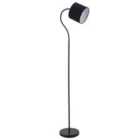 Traditional Matte Black Floor Lamp with Adjustable Cotton Fabric Shade