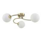 Modern 3-Arm Antique Brass Ceiling Light with Opal Swirl Glass Spherical Shades