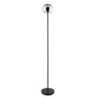 Modern LED Floor Lamp in Matte Black with Smoked Glass Shade and Foot Switch