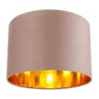 Contemporary Taupe Cotton 12" Table/Pendant Lamp Shade with Shiny Copper Inner